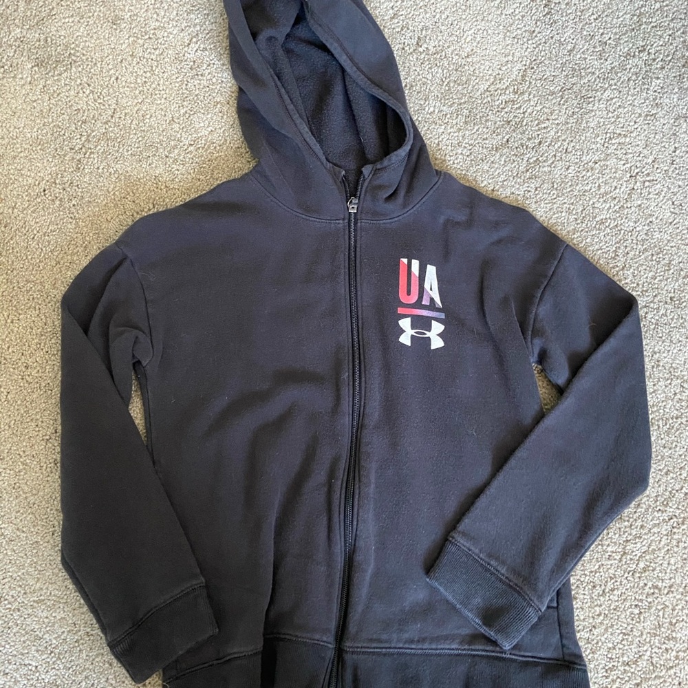 a black zip up jacket with a hood!